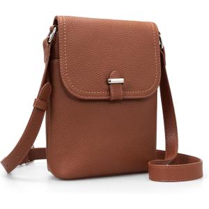 befen Genuine Leather Small Crossbody Bags for Women, Womens Cell Phone Purses Cross body Bag Purse with RFID Card Slots (Cognac Brown)