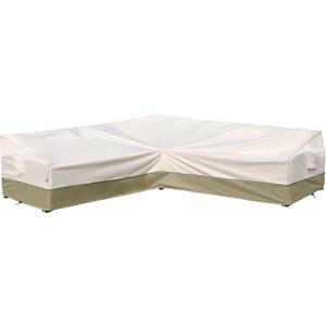 Patio Outdoor Sectional Cover Outdoor Patio Furniture Covers Waterproof Rip-Stop Anti-UV 600D Heavy Duty Outdoor Couch with 3 Air Vent Sofa Cover (V-Shaped-120''X120''),Light Green