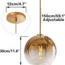 Gradient Color Glass Pendant Light,Modern Glass Hanging Light Chandelier Light (Gold, 30cm)