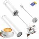 Electric Milk Frother Handheld,Travel Coffee Drink Mixer Batteries Included, 304 Stainless Steel Whisk for latte Cappuccino,Bulletproof Coffee Hot Chocolate,Egg White