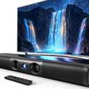 Sound Bar for Smart TV with Deep Bass & Crystal Dialogue 60W 2.0 Channel Soundbar, Dual Woofers & Silk Dome Tweeter, Bluetooth 5.3, ARC/Optical/AUX, 17-Inch Wall Mountable for PC Projector Gaming