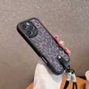 Pretaco for iPhone 11 Pro Max Case, [Black Leather Leopard Print][Fashion Retro Cell Case][2-in-1 with Lanyard] Soft TPU, Shockproof and Anti-Shock, Suitable for Women & Girls