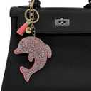 6 x Sparkling Keychains Bag Charms for Women Girls, Crystal Bling Rhinestone Key Ring Car Fob, Backpack Handbag Accessories