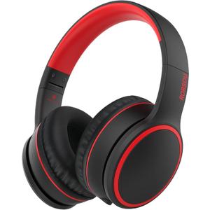 RORSOU B10 Bluetooth Headphones Over Ear, 2 EQ Music Modes(Normal/Bass) and 50H Playtime Wireless Headphones with Mic, Lightweight Folding HiFi Stereo Headset for iPad/Travel/Tablet/PC/Home (Black)