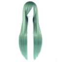 IMISSU 80cm Long Straight Natural Hair Cosplay Wigs with Bangs Colorful Halloween Costume Party Wig for Women (Light Green)