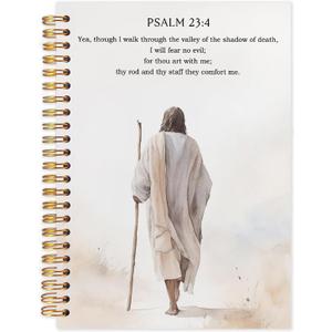 Likjad Christian Jesus Spiral Notebook Journal 5.5x8.3, Psalm 23 Bible Prayer Scripture Journals for Writing, Christian Jesus Gifts for Women, Bible Verse Hardcover Notebooks for Note Taking