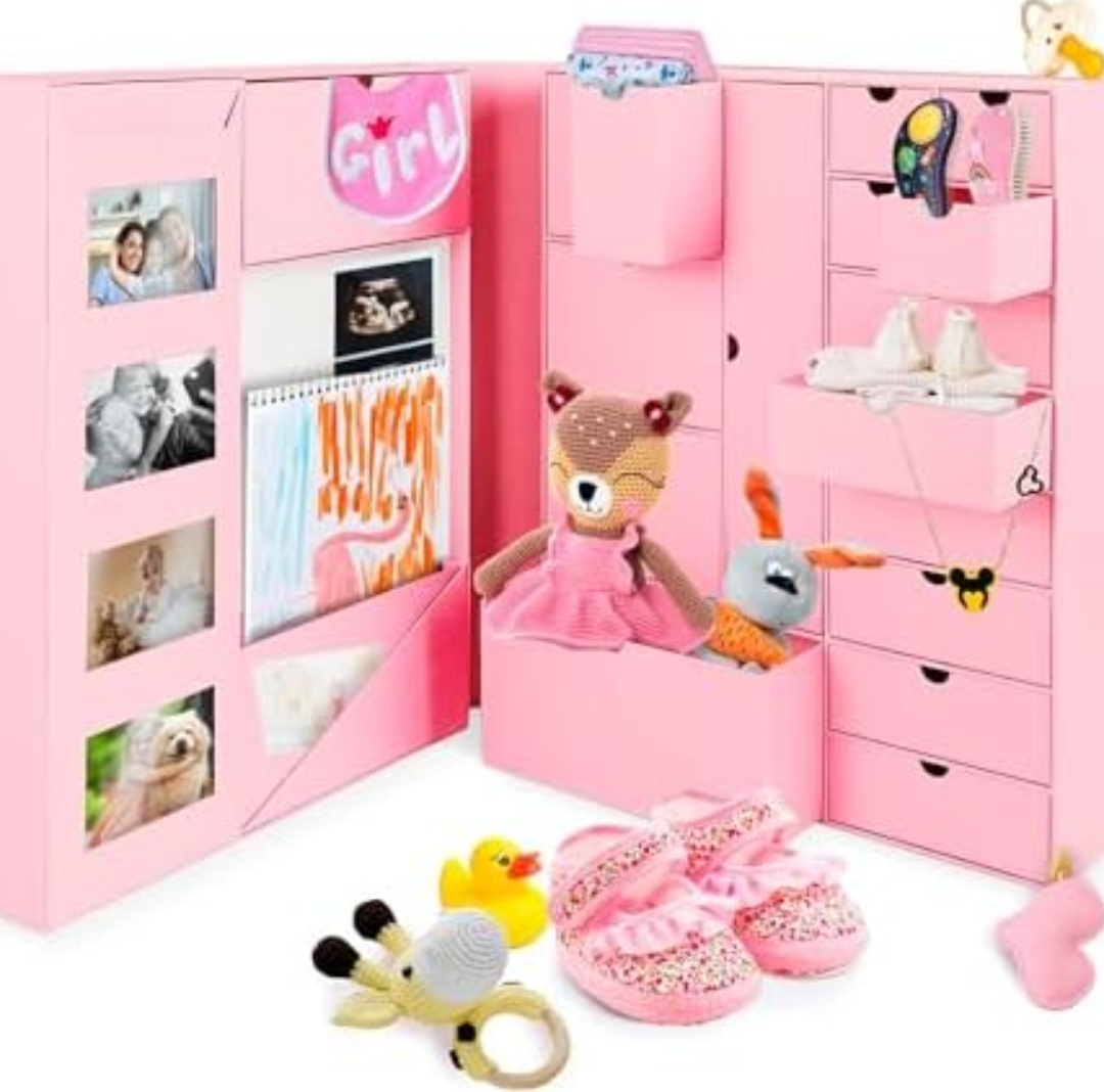 Baby Keepsake Box - Baby Memory Box - Baby Boy Girl Keepsake Box Tins Memory Box Pregnancy Baby Bubbs Storage Box Baby First Year Box Library Baby All-in-One Organizer