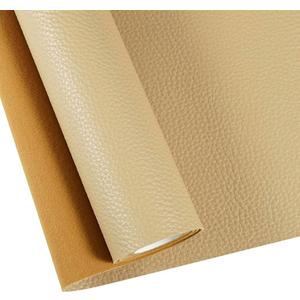 53.9x16.9 Inch Beige Upholstery Faux Leather Fabric Vinyl Rolls for Furniture Cover Reupholster Sofa Chairs Cushiones Earrings Hair Bows Decorations