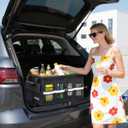 HOTOR Car Trunk Organizer - Foldable Trunk Organizer for SUV, Car Storage with Reflective Strips & Securing Cover, Large Capacity Car Accessories for Truck, Van & Sedan, Black, 24.4" x 13.8" x 11.0"