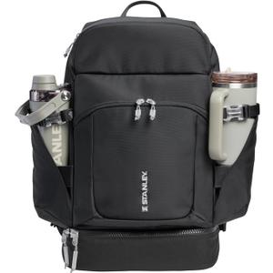 STANLEY Vitalize Backpack | Gym, Work & Travel Bag with Laptop Sleeve | Expandable Bottom Compartment | Tumbler & Water Bottle Pockets | Durable Recycled Fabric | Black