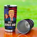 Best Bonus Dad Fathers Day Gift from Daughter Son Kids - Funny Birthday Gifts for Bonus Step Dad Stepdad, 20 OZ Stainless Steel Insulated Travel Coffee Tumbler Cup