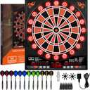 Electronic Dartboard with LED, Electric Dart Boards for Adults,Electronic Scoreboard, Improved Version Light-Up Led Display, 12 Darts Soft Tip Professional Dart Board and Extra Tips, Up to 8 Players, Conventional