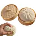 Giant Dumpling Squishy Stress Relief Desk Fidget, Jumbo Soft Squeeze Decompression Squishy with Steamer Box for Office, Home Desk Decor(White)