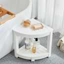 KaimuBench Corner Shower Stool for Inside Shower Waterproof, Poly Lumber Bathroom Shower Corner Bench Seat, Plastic Shower Chair Seat, Shower Shaving Foot Rest with Adjustable Feet, Non-Slip, White