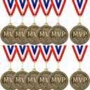 Kenning 12 Pack Basketball Trophy Gold Medals Award for Team 2 Inch Zinc Alloy with Neck Ribbons, MVP Champion Awards Medals for Team Sports and Basketball Competitions Party Favors