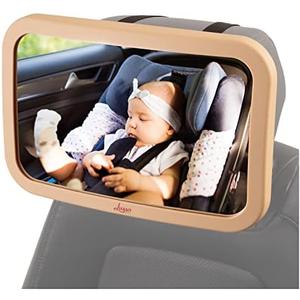 Lusso Gear Baby Backseat Mirror for Car. Largest and Most Stable Mirror with Premium Matte Finish, Crystal Clear View of Infant in Rear Facing Car Seat - Secure and Shatterproof (Tan)