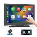 Apple Carplay Screen for Car, 7" HD Portable Car Stereo Touch Screen with Wireless Android Auto, Backup Camera, Car Audio Receivers with Voice Control, Mirror Link, Bluetooth, GPS Navigation