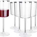12 Pack Plastic Wine Glasses - 10 Oz Plastic Wine Glasses with Stem - Square Silver Disposable Stemmed Glass for Parties & Weddings & Outdoors