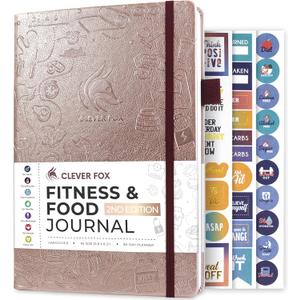 Clever Fox Fitness & Food Journal  Nutrition & Workout Planner for Women & Men  Diet & Gym Exercise Log Book with Calendars, Diet & Training Trackers - Undated, A5 Size, Hardcover (Rose Gold)