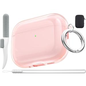 Valkit for Airpods Pro 3 Case Clear with Cleaner Kit | Soft TPU Airpods Pro 3 Generation Case | Protective Cover Shockproof | iPods Pro 3 Cases | for Air pods Pro Gen 3 2025(Clear Pink)