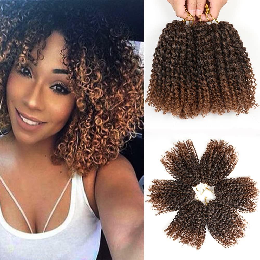 8 Inch Short Passion Twist Hair 6 Bundles Kinky Curly Crochet Hair for Black Women Curly Braiding Hair Crochet Braids Hair6Bundles8 Inch, 1B/30