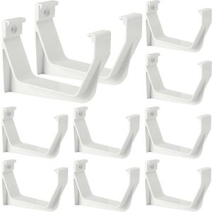 RUBII 10 Pcs 5" W Exterior Gutter Support Hook, Weatherproof ABS Roofing Gutter Hangers, White Rain Gutters Brackets for Repairing Sagging Secure Mounting