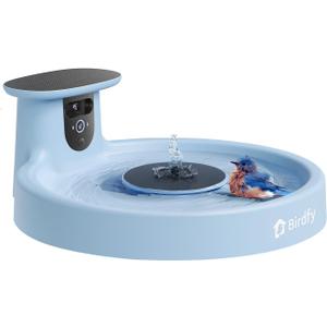 Birdfy Smart Bird Bath with Camera Solar Powered & Fountain, Dual-Lens Camera for Wildbird Watching, Auto Capture Bird Videos & Motion Detection - AI Lifetime Version