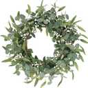 CEWOR 20in Eucalyptus Wreath for Front Door Spring Wreath for Farmhouse Front Porch Home Window Decor