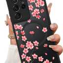 ZIYE Magnetic Case for Samsung Galaxy S21 Ultra 6.8 Inch [Compatible with MagSafe] Hard PC and Soft TPU Case with Cherry Blossom Pink Floral Anti-Scratch Shockproof Protection Phone Cover for Women