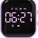 Non-Bluetooth Led Fitness Tracker Watch, Digital Pedometer Watch, with Step Counting/Distance/Calories/Stopwatch/Alarm Clock, Great Gift for Kids Teens Girls Boys Xmas (Square - purple)