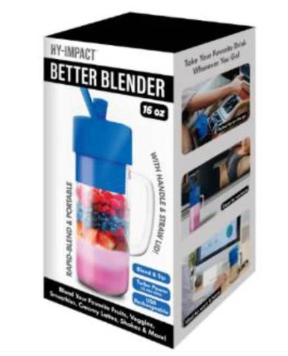 Hy-Impact Better Blender 16 Oz Cordless USB Rechargeable Turbo Power. New