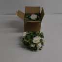 TOCHGREEN 4 Pack Artificial Eucalyptus Flower Garland with White Roses, Fake Rose Flower Greenery Garland Floral Vines for Wedding Home Party Table Runner Decor (4PCS, White)
