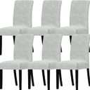 Lellen Dining Room Chair Covers Set of 6 - Strench Dining Chair Covers Stretch Dining Chair Slipcovers Kitchen Chair Slipcovers Parsons Chair Covers Protector Cover for Chairs Dining RoomLigeh Grey