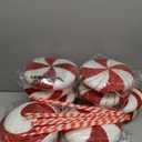 Wettarn 12 Pieces Christmas Candy Tree Picks with Ribbon Christmas Decorations 5.9" & 14.5" Glitter Lollipop Candy Canes Ornaments for Xmas Tree Topper Home Vase Party Ornaments(Red)