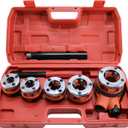 HFS(R Ratchet Pipe Threader Kit - Ratcheting Pipe Threading Tool Set with 5 Dies 3/8", 1/2", 3/4", 1", 1-1/4"