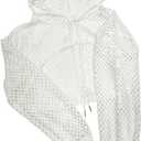 ZUYPSK Womens Fishnet Long Sleeve Hollow Out Hoodie Pullover Crop Top Summer Short Sweatshirt Outerwear (White, L)