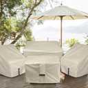 Porch Shield Fire Pit Cover - Waterproof 600D Heavy Duty Fade Resistant Square Patio Fire Pit Table Cover Beige - 40 x 40 inch