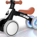 Colorful Lighting Baby Balance Bike Toys for 1 Year Old Boy Gifts, 10-36 Month Toddler Balance Bike, No Pedal 4 Silence Wheels & Soft Seat First Bike, One Year Old Boy Birthday Gift. (Black)