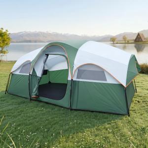Camping Tent for 8 Person, 3 Room Family Tent with Rainfly, 14 x 9 x 6 ft