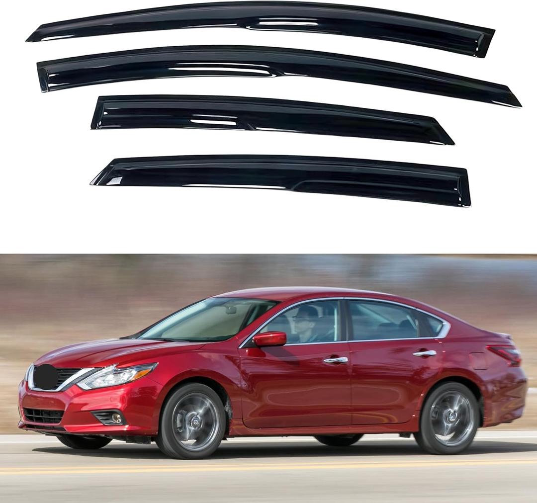 IG Window Visor for Nissan Altima 2013-2018, Rain Guard Tape-On Extra Durable Sun Wind Side Vent Window Deflector Mugen Style, 2013 2014 2015 2016 2017 2018