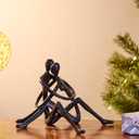 Embracing Couple Iron Sculpture, Romantic Love Metal Decor, Wedding Anniversary Engagement Valentines Day Gift