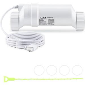 VEVOR Salt Cell Chlorinator Fits for Hayward W3T-Cell-3 (T3), Pool Cell Salt Water System for In-Ground Swimming Pools up to 15000 Gallons, 15 ft Power Line, White