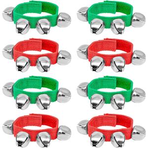 8 PCS Christmas Wrist Bells, Wrist Band Jingle Bells Percussion Instruments Musical Rhythm Toys for Chrismtas Party Favors Decorations