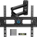 Pipishell Full Motion TV Wall Mount for 26-65 Inch Flat Curved TVs, Heavy Duty Single Articulating Arms, Corner TV Mount Up to VESA 400x400mm and 77lbs, Support Swivel, Tilt, Level Adjustment