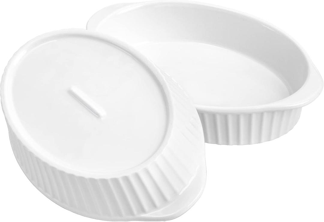 Foraineam 2 Pack 15 oz White Porcelain Oval Baking Dishes, 8.8 x 5.5 x 1.8 Inch Au Gratin Pans Small Table Serving Dish, Lasagna Pan Crme Brulee Bakeware Set with Double Handles, Dishwasher Oven Safe