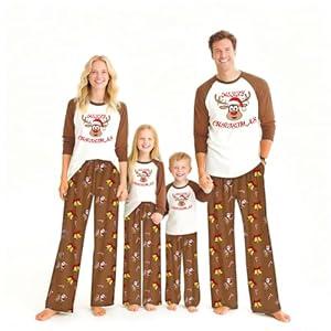 WangChao Christmas Pajamas Matching Sets Christmas Family Long Sleeve Pjs Sleepwear Xmas Festival Party Jammies Set for Women Men, Women L