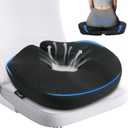 Feagar Donut Pillow for Tailbone Pain Relief - Hemorrhoid Pillow with Memory Foam for Coccyx, Sciatica, Pressure Sores, Office Chair Cushion for Pregnancy, Postpartum & Surgery Recovery(Black)