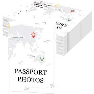 Passport Photo Holder Folders 5.31 x 3.54 Inch-Passport Photo Folders with Pockets or Compartment Passport Photo PrintPicture Holder Travel Document Organizer, 100 Pack