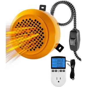 400W/800W Dog House Heater with Thermostat, Smart Temperature Control & 24H Timer Pet House Heating, Overheat Protection & Chew Proof Cord for Winter, Wall-Mounted Heater for Kennel Cat Chicken Coop