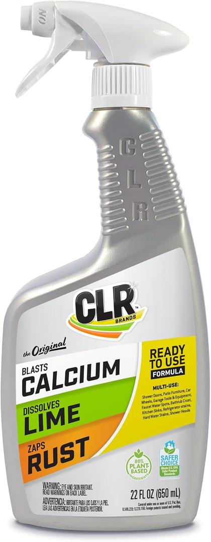 CLR Brands Calcium, Lime & Rust Remover, Blasts Calcium, Dissolves Lime Deposits, Zaps Stubborn Rust Stains and Hard Water Deposits, 22 Ounce Spray Bottle (Pack of 1)
